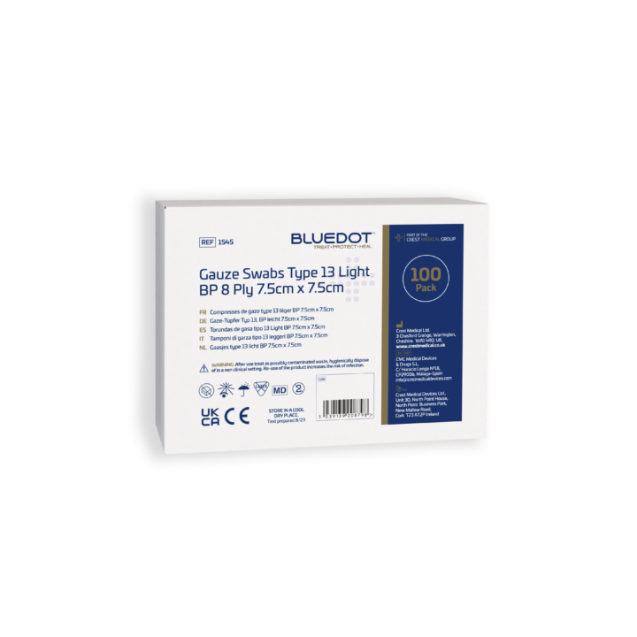 Cotton Gauze Non Sterile Swabs Pack of 100 7.5cm x 7.5cm