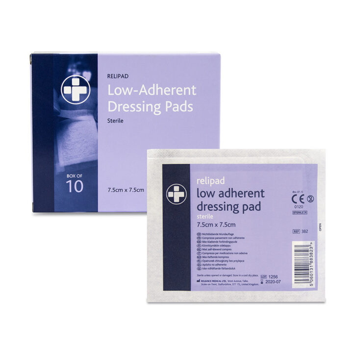 Relipad Low-Adherent Dressing Pads 7.5cm x 7.5cm Box of 10