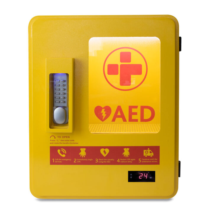 Alarmed Heated Outdoor AED Cabinet with Keypad Lock and LED Light