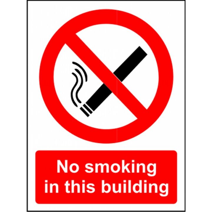 "no smoking in this building" sign