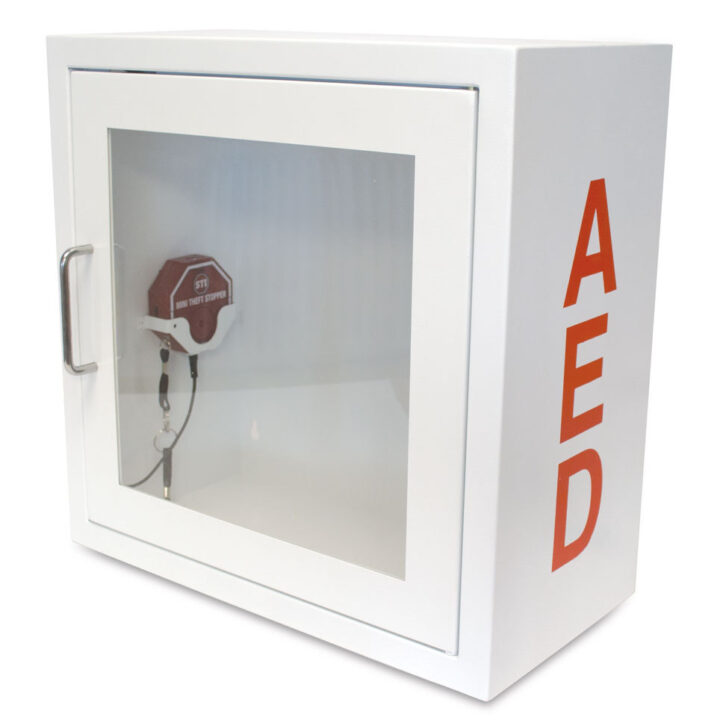 alarmed aed storage cabinet