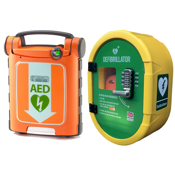 G5 Fully Automatic AED + Outdoor Stainless Steel Cabinet, Keypad Lock with Heating Lamp; LED Light