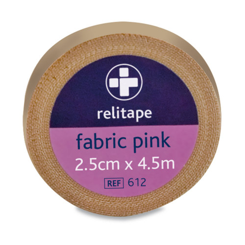 Relitape Fabric Elastic Tape Pink 2.5cm x 4.5m