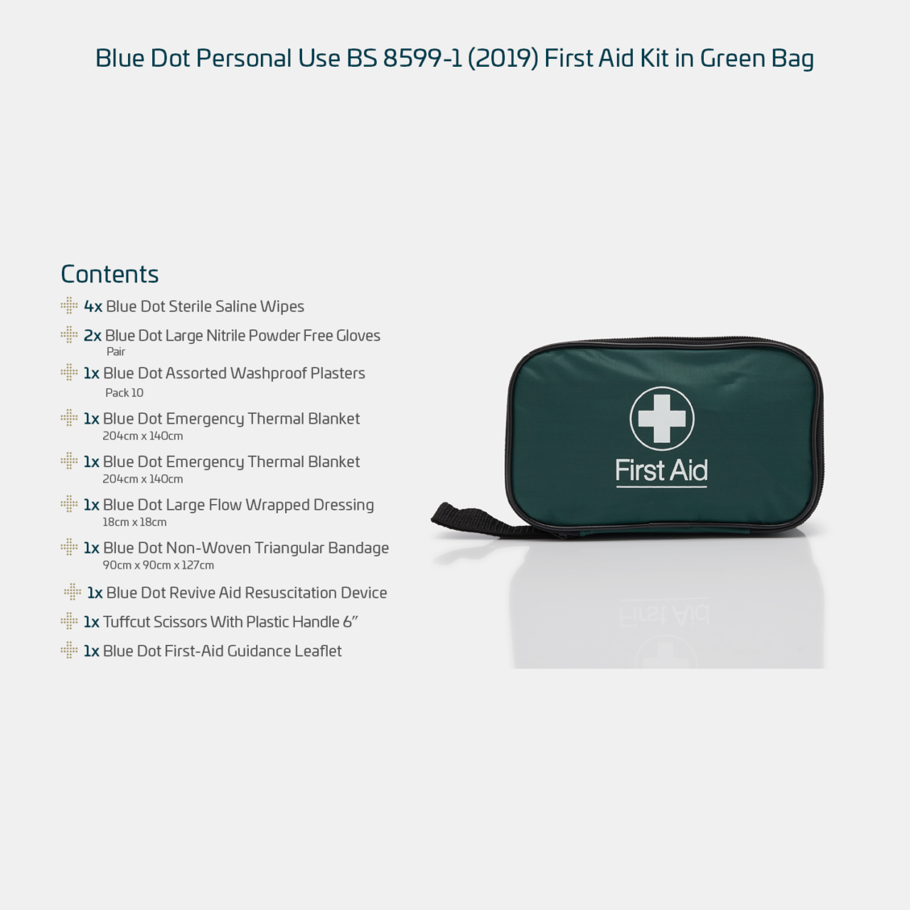 BS8599-1:2019 Personal Issue Workplace Kit in Green Bag - Image 2