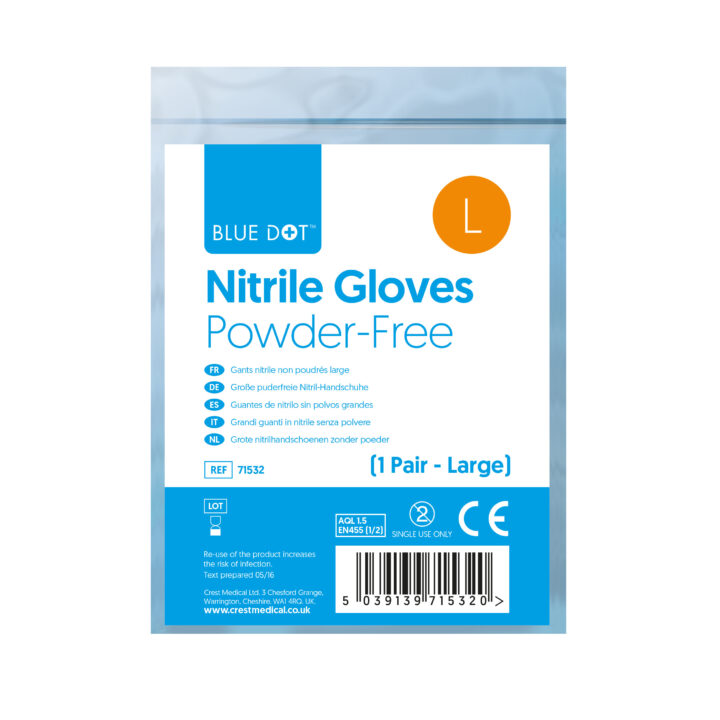Nitrile Powder Free Large Gloves – Single Pair