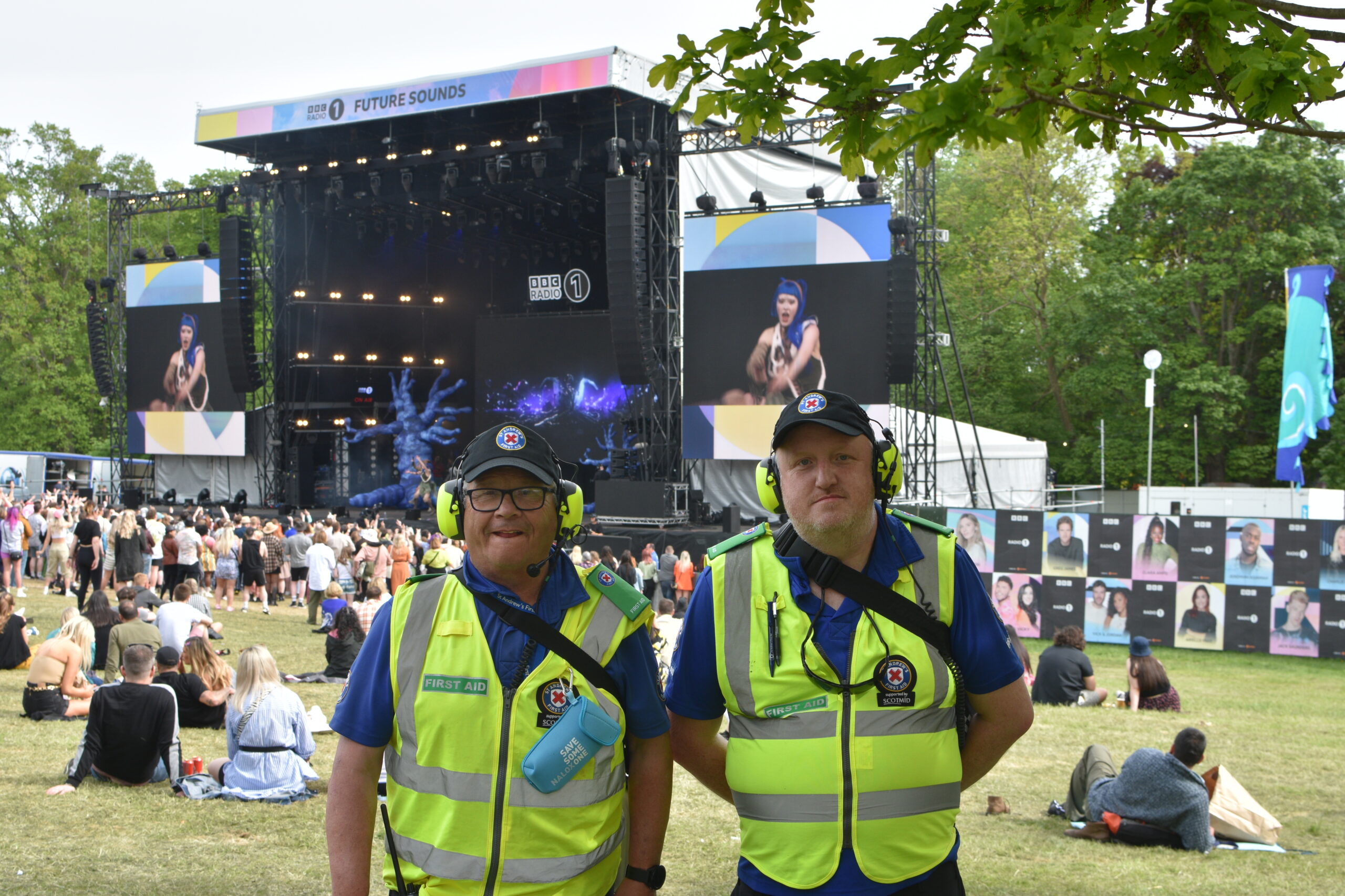 Volunteers providing first aid cover at a festival