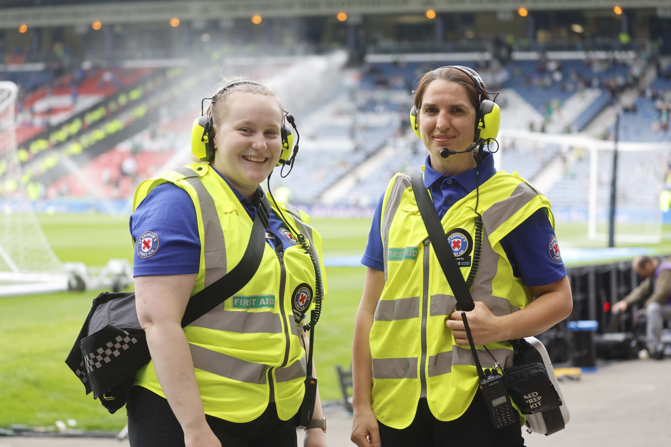Volunteers on duty at the Hampden cup final