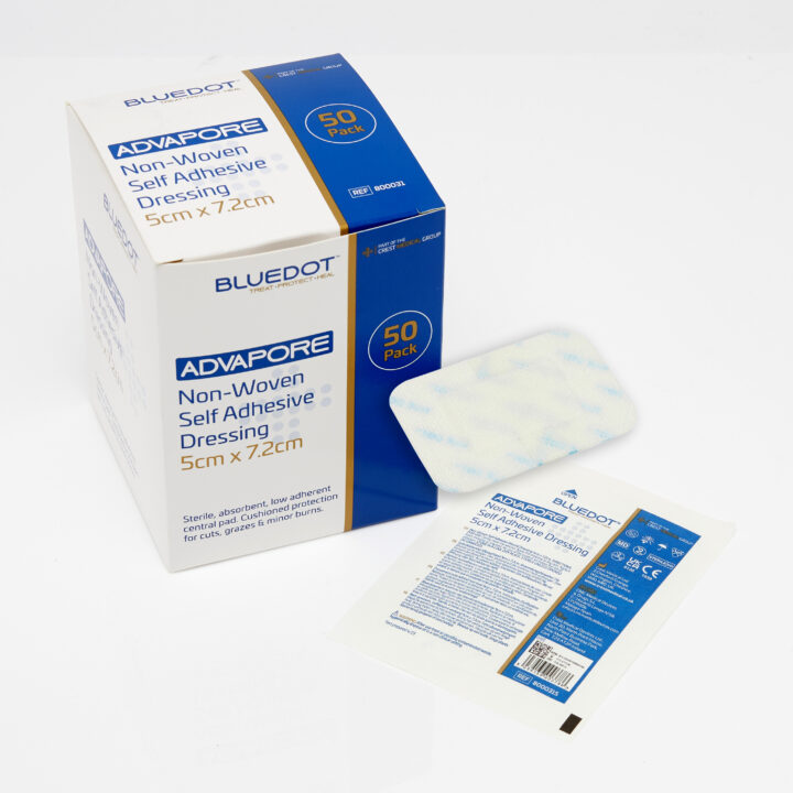 Advapore Fabric Non-Woven Adhesive Wound Dressing 5cm x 7.2cm (Box of 50)