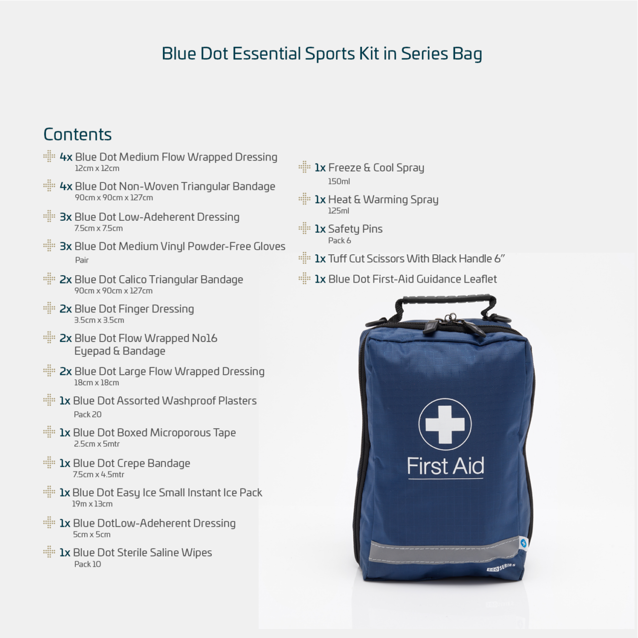 Essential Sports First Aid Kit in Blue Bag - Image 2